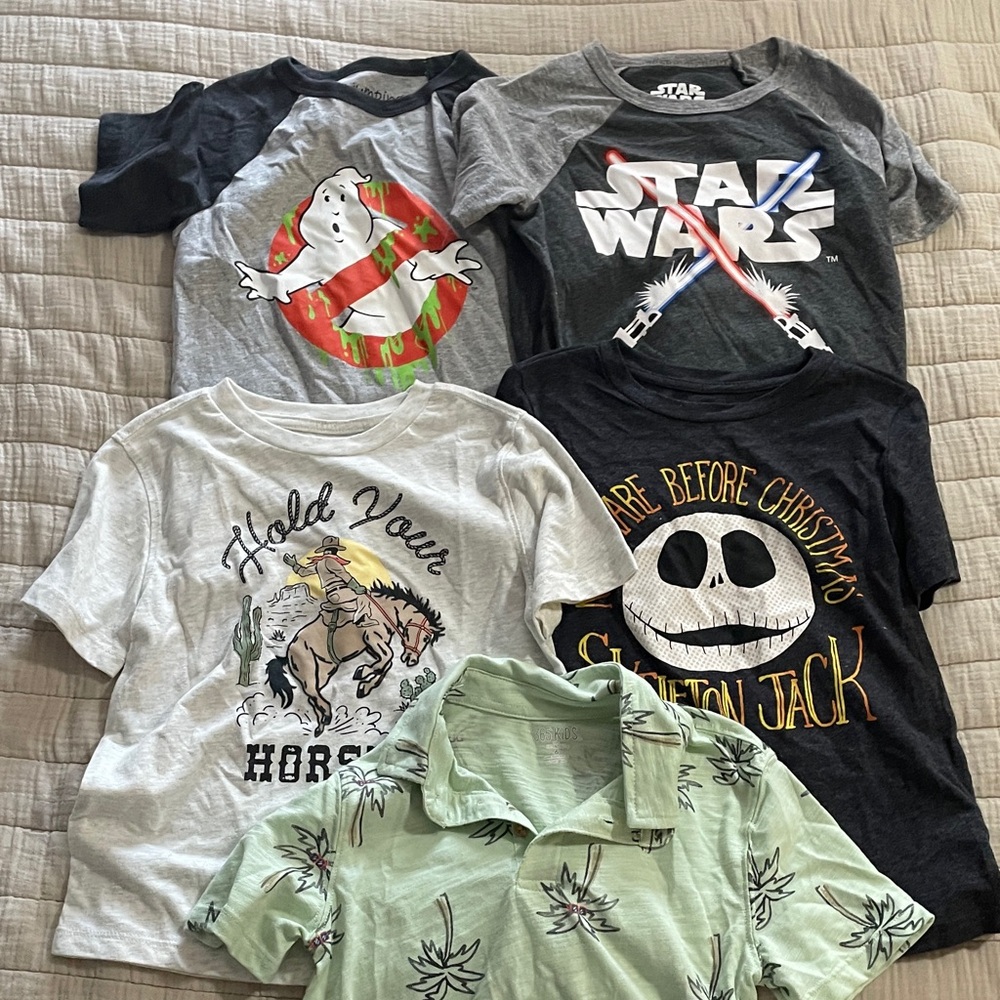 Star Wars & Character Boys' Graphic Tee Bundle - Grey, Black, White, Green